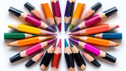 Fototapeta premium Colorful Pencils Arranged in a Circle.