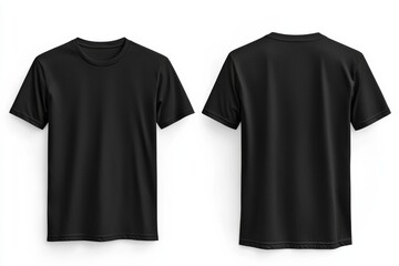 Naklejka premium Black Tshirt Mockup Front and Back Isolated created with Generative AI