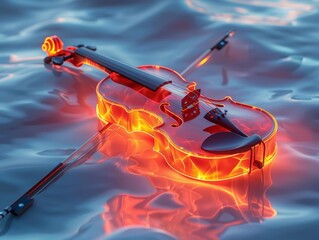 A Mystical Violinist Playing an Enchanted Melody Amidst Surreal Surroundings on a Starry Night