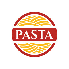 Pasta logo design vector illustration template delicious spaghetti in circle