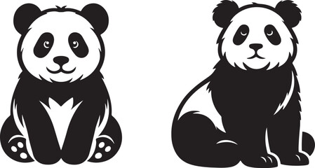 panda silhouette vector art illustration isolated on transparent background. © Mohaiminul