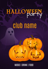 spooky poster, Halloween party invitation, poster with pumpkins