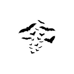 Flat Halloween Bat Flock Silhouette
