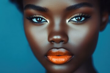 Young African model with stunning makeup in studio portrait