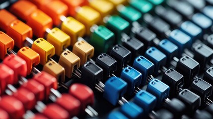 Obraz premium A series of color-coded keys arranged neatly in a row, each representing different access levels.