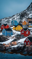 Colorful Houses Along the Shore of Greenland