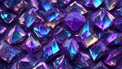 Iridescent crystals with vibrant refractions background 3d wallpaper