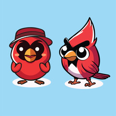 Cute Cardinal Bird Cartoon Vector Illustration