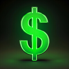 Obraz premium Neon lights dollar sign 3D isolated in dark background