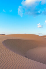 Beautiful scenery of sand dunes in a desert area on a sunny day
