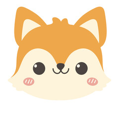 Illustration of fox face . White background. Hand-drawn illustration.