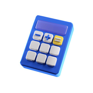 blue minimalist calculator. 3d render for business and online shop. isolated and 3d vector icon illustration.
