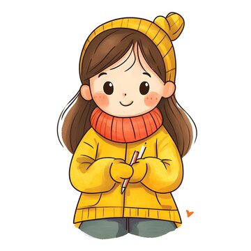 recommend clip art: A beautiful cartoon full body child wearing Ruqun clipart, full body, watercolor clipart