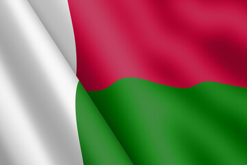 Madagascar waving flag 3d illustration