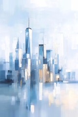 city skyline few buildings background abstract destroying white blue loosely cropped singularities liminal spaces environments