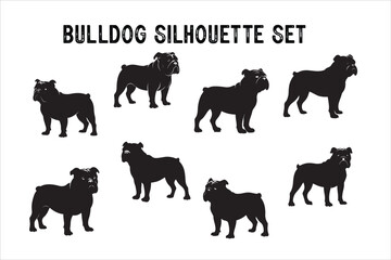 Obraz premium Bulldog silhouette vector isolated. Bulldog Vector set. Bulldog vesctor illustration.