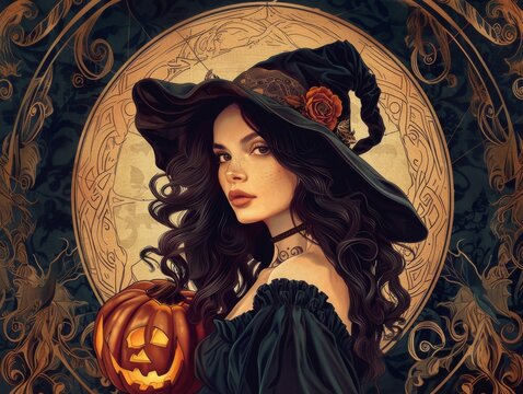 Beautiful Woman Concept character Art, Art Nouveau 2d