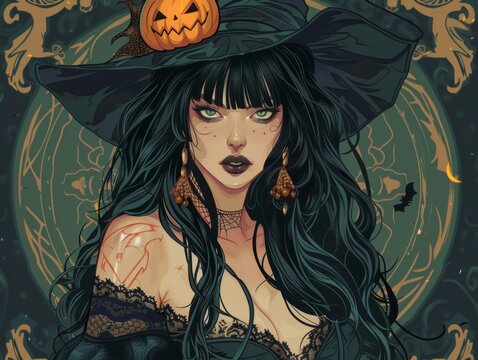 Beautiful Woman Concept character Art, Art Nouveau 2d