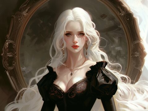 Beautiful Woman Concept character Art, Art Nouveau 2d