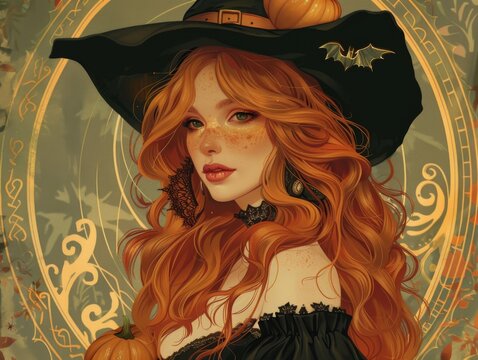 Beautiful Woman Concept character Art, Art Nouveau 2d