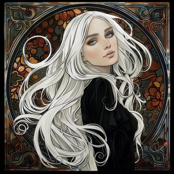 Beautiful Woman Concept character Art, Art Nouveau 2d