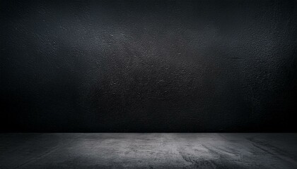 Dark Rough Black Wall Texture with Grunge Concrete Floor, Industrial Background for Creative Design Projects, Rustic Cement Surface for Abstract Art, Modern Urban Design Concept