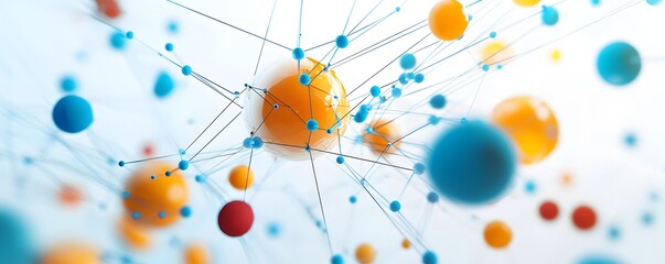 Abstract Network Structure with Colorful Spheres.