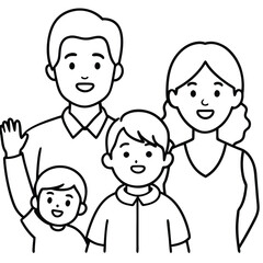 Character happy family greeting say Hi Hello