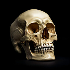 Obraz premium Illustratrion of creepy human skull spooky ideas spooktember isolated in dark background