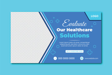 Medical healthcare youtube thumbnail and web banner template.Editable video thumbnail template