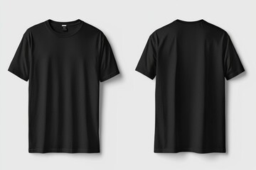 Fototapeta premium Black Tshirt Mockup Front and Back Isolated created with Generative AI