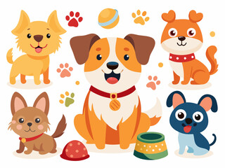 cartoon dog  vector, icon collection, cartoon-vector-illustration-of-various-cute-dog