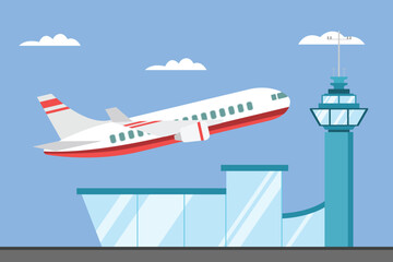 Air plane concept. Colored flat vector illustration isolated.