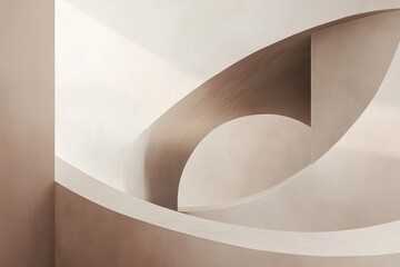 Abstract Architectural Interior with Curved Walls and Light