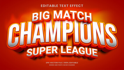 Champions league big match 3d editable text effect sport template