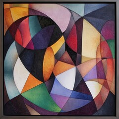 Fototapeta premium Viibrant Geometric Abstract Artwork with Bold Shapes and Colors