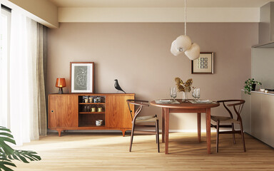 二人暮らしのインテリア　北欧アンティーク　ダイニング