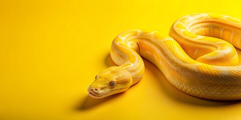 A Yellow Python on a Yellow Background, Digital Art, Minimalist, Snake, Reptilian, Reptile
