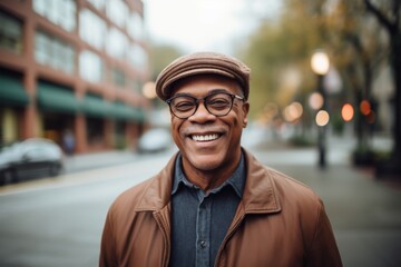 Fototapeta premium Portrait of a senior casual African American man in the city