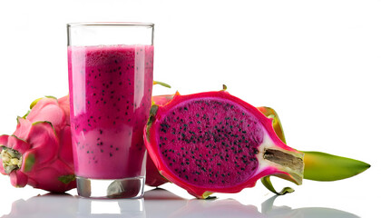 Fresh Dragon Fruit smoothie isolated on white background