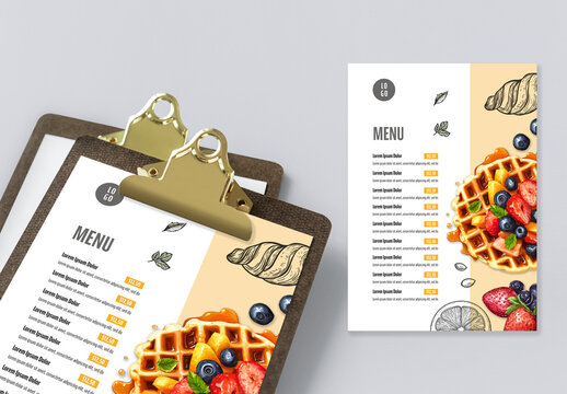Illustration A4 Bakery Caf&eacute; Menu. Generated AI