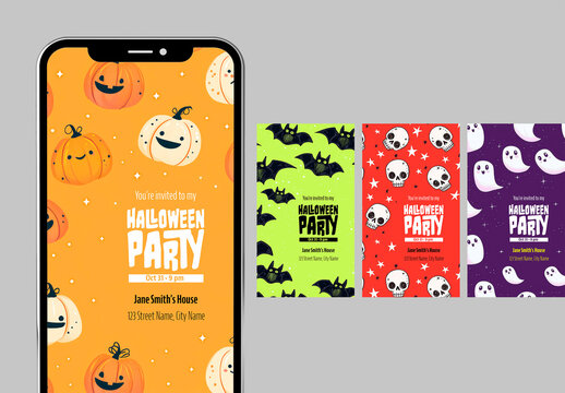 Halloween Illustration Digital Invitation. Generated AI