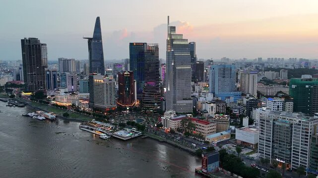 Drone video of Ho Chi Minh city, Vietnam