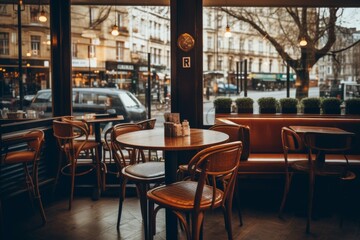 Interior of a empty cafe shop in London