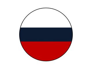 丸いロシア国旗のアイコンのイラスト