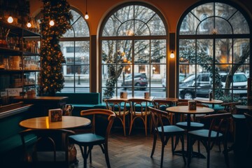 Naklejka premium Interior of a empty cafe shop in London