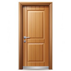 Obraz premium Classic Wooden Door with Silver Handle and Lock, Vector Illustration, Isolated, 3D, door design, wooden door, interior design