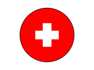 Fototapeta premium 丸いスイス国旗のアイコンのイラスト