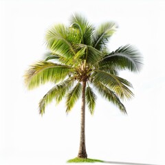Obraz premium Coconut Palm Trees Isolated on White Background - Tropical Nature, Green Palm Fronds, Summer Vacation Concept, Exotic Landscape Elements, Beach Theme Stock Photo