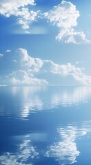 Obraz premium Sky, blue and white gradient sky and white clouds, 3D render of beautiful